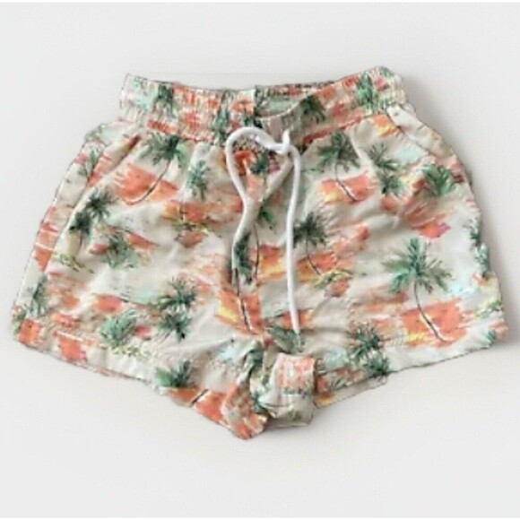 Forever 21 women’s Swim Trunks Shorts XS Drawstring Lined Tropical Watercolor - Picture 1 of 5
